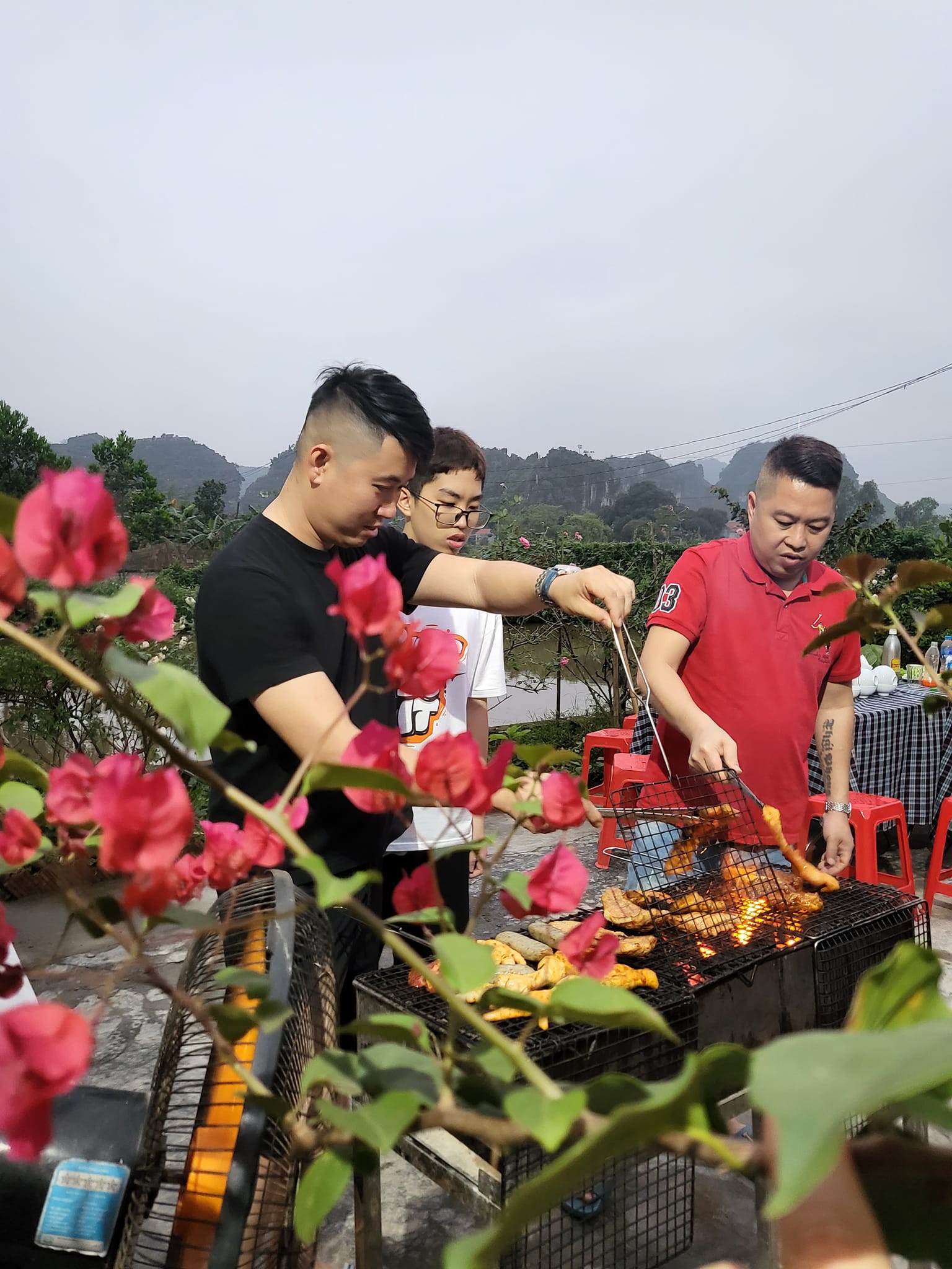 Backyard BBQ with landscape and mountain view